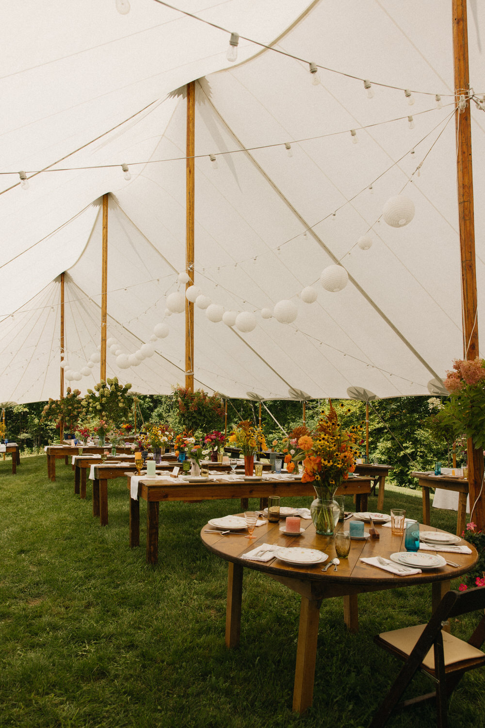Pinterest-worthy tented wedding reception in Saco, Maine