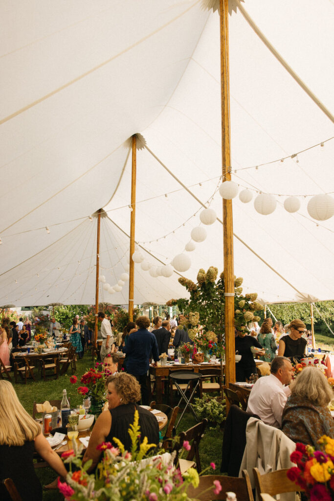 Inside the tent of a Pinterest worthy wedding in Maine