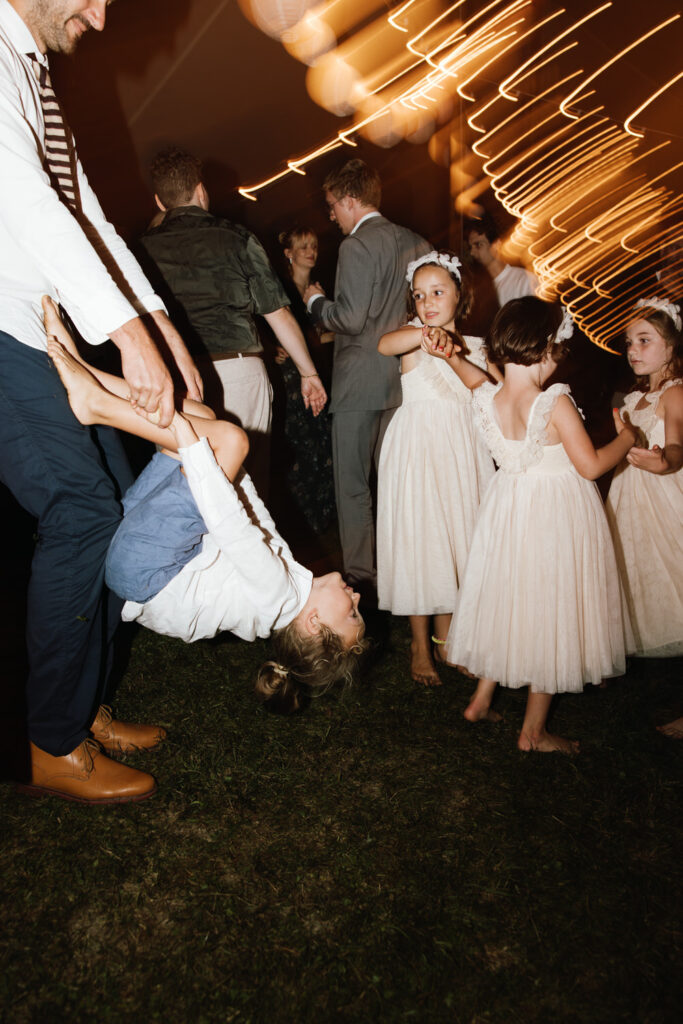 Boy and his father dance to live polka band at wedding in Saco Maine